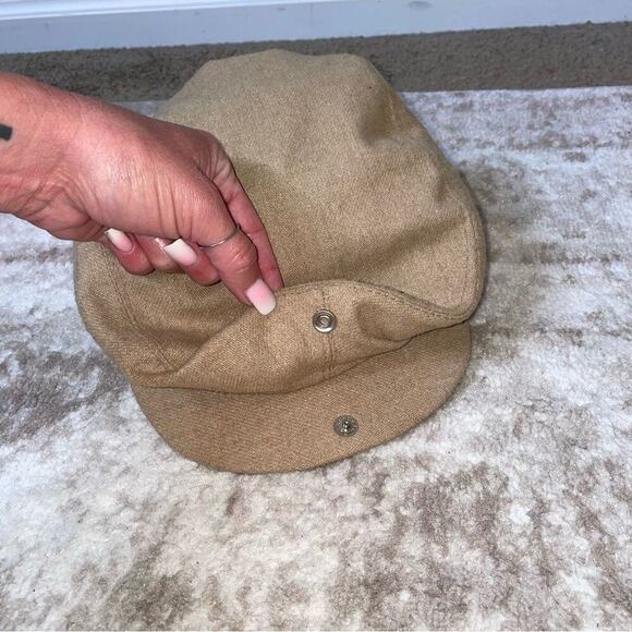 - Dobb's 5th Ave New York Tan wool SZ 7 1/8 golf hat with button bill newsboy - Picture 4 of 6